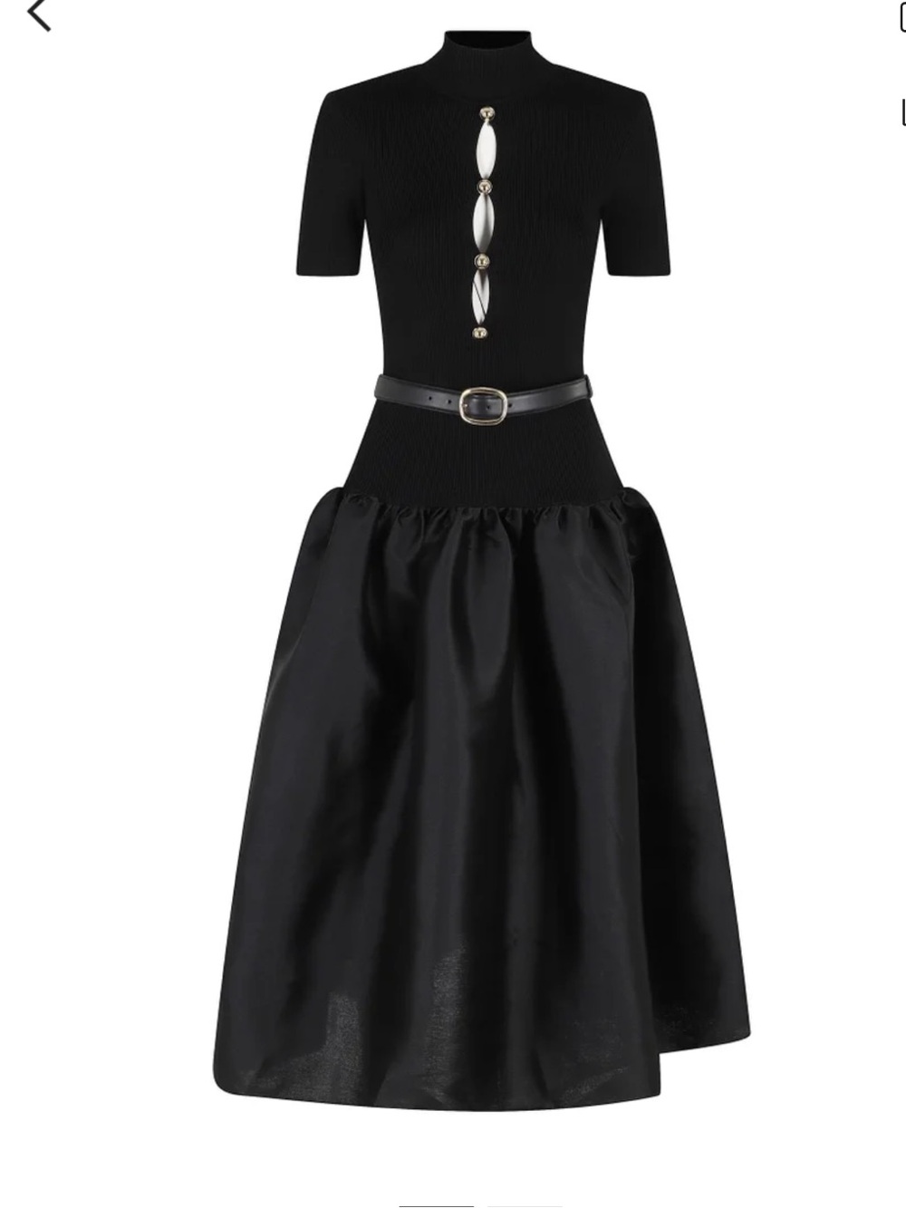 Self-Portrait Black Midi Dress with Statement Buttons and Belt